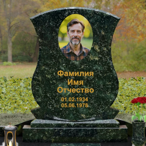 Гранитный одиночный памятник в Оренбурге, гранит Балтик грин