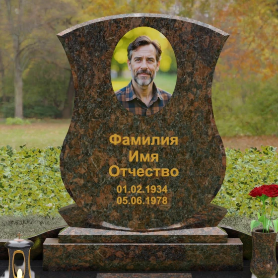 Гранитный одиночный памятник в Оренбурге, гранит Дымовский