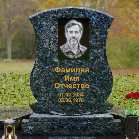 Гранитный одиночный памятник в Оренбурге, гранит Блю Перл