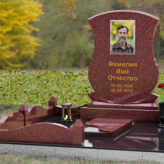 Гранитный одиночный памятник в Оренбурге, гранит Лезниковский, вид 4
