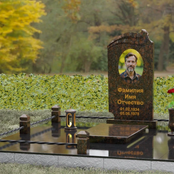 Светский вертикальный гранитный памятник в Набережных Челнах, гранит Дымовский, вид 4