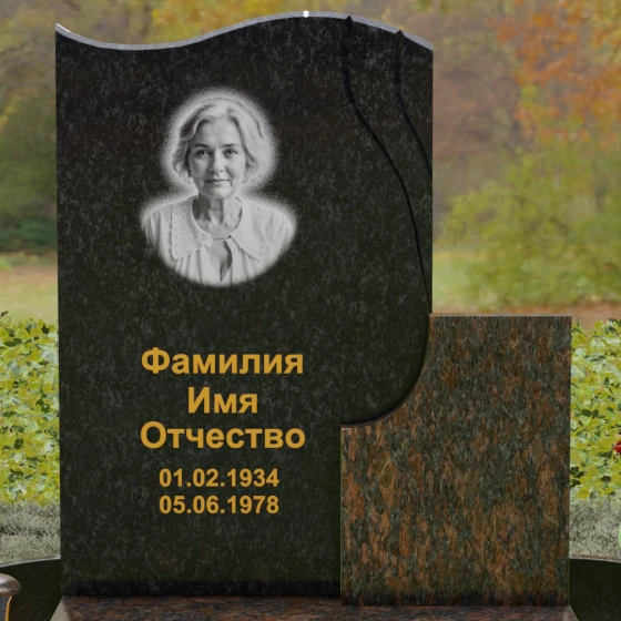 Комбинированный вертикальный памятник на одного в Саратове, гранит Габбро-диабаз