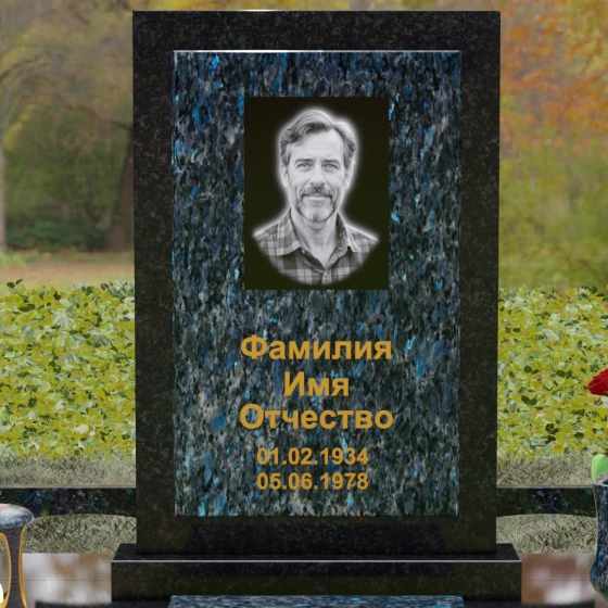 Гранитный светский памятник в Оренбурге, гранит Блю Перл