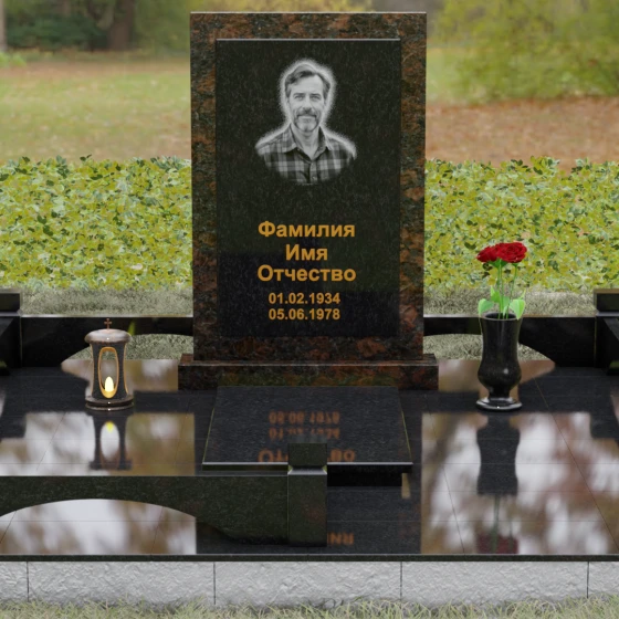 Гранитный светский памятник в Оренбурге, гранит Габбро-диабаз, вид 2