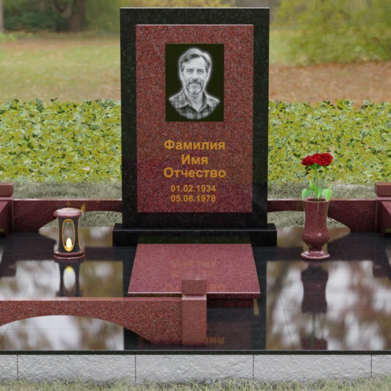 Гранитный светский памятник в Оренбурге, гранит Лезниковский, вид 2