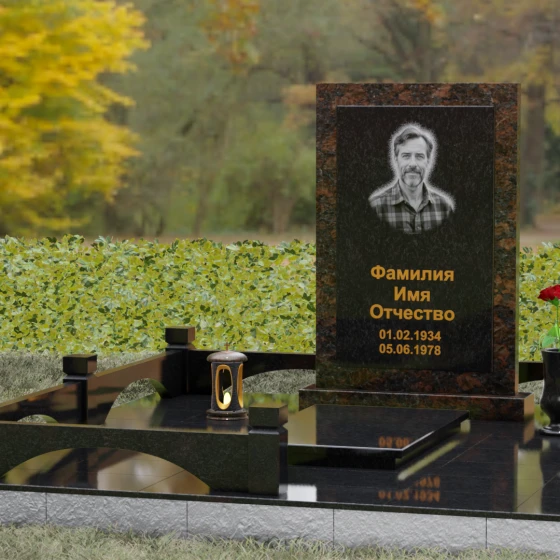 Гранитный светский памятник в Оренбурге, гранит Габбро-диабаз, вид 4