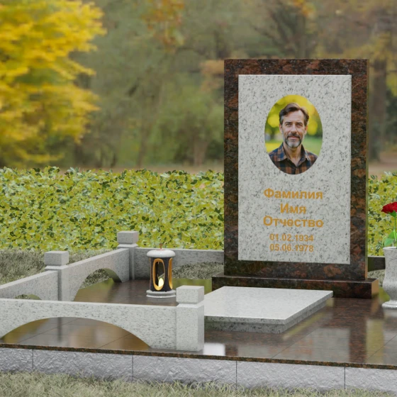 Гранитный светский памятник в Оренбурге, гранит Мансуровский, вид 4