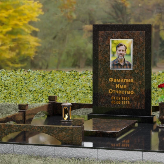 Гранитный светский памятник в Оренбурге, гранит Дымовский, вид 4
