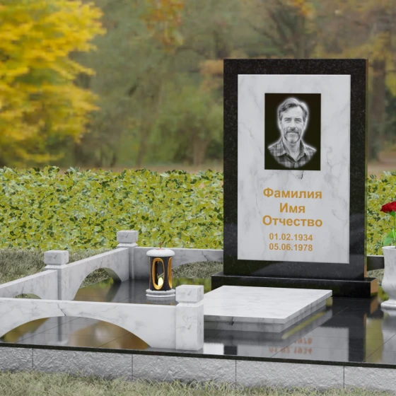 Гранитный светский памятник в Оренбурге, мрамор Тассос, вид 4