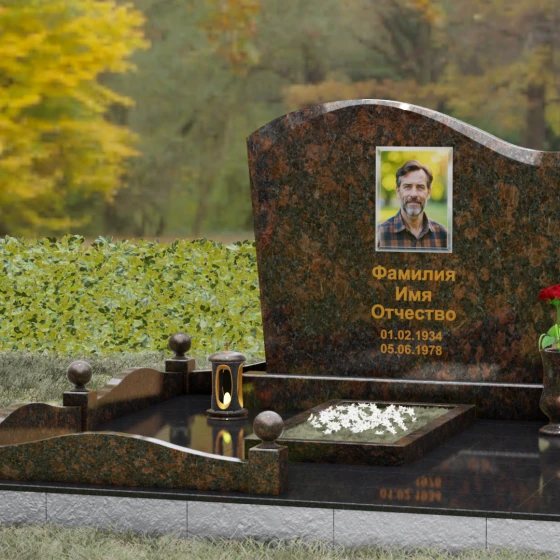 Гранитный памятник вертикальной ориентации в Казани, гранит Дымовский, вид 4