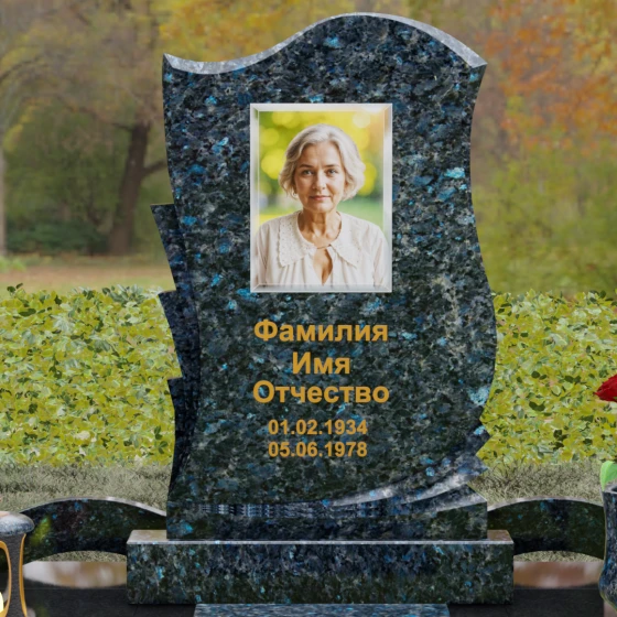 Светский вертикальный гранитный памятник в Перми, гранит Блю Перл