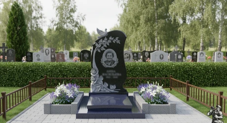 Скульптурный памятник с фигурой на могилу