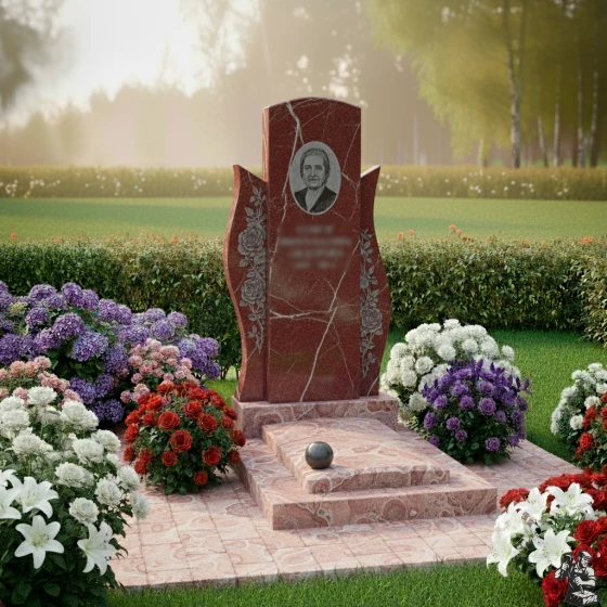 Гранитный светский памятник вертикальный в Казани, гранит Лезниковский