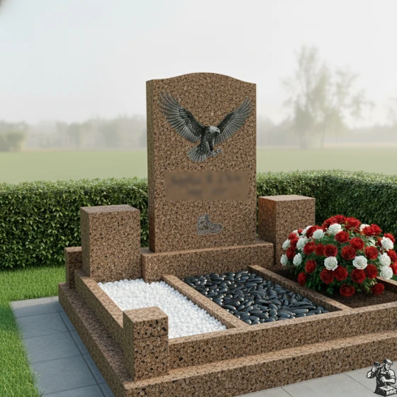 Вертикальный гранитный памятник без креста в Тюмени, гранит Дымовский