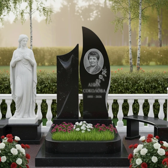 Светский вертикальный памятник из гранита или мрамора в Тюмени, гранит Габбро-диабаз