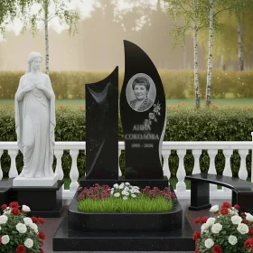 Светский вертикальный гранитный или мраморный памятник - ПН105