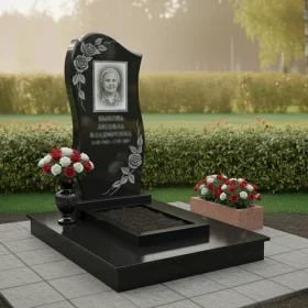 Мемориальный комплекс с гранитным вертикальным памятником - ПН124