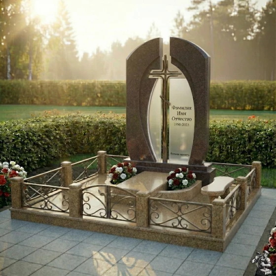 Памятник из гранита, стекла и металла в Оренбурге, гранит Дымовский