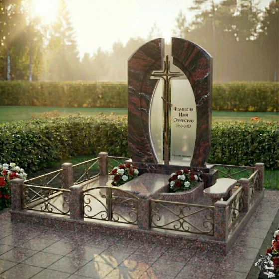 Памятник из гранита, стекла и металла в Оренбурге, гранит амфиболит