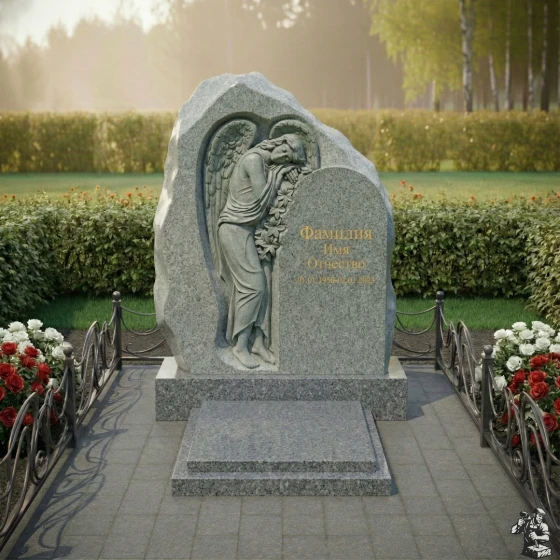 Элитный светский вертикальный памятник в Ижевске, гранит Мансуровский