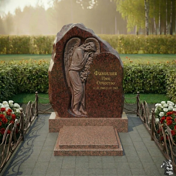 Элитный светский вертикальный памятник в Ижевске, гранит Лезниковский
