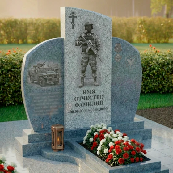 Элитный православный гранитный памятник в Оренбурге, гранит Мансуровский