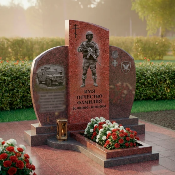 Элитный православный гранитный памятник в Оренбурге, гранит Лезниковский