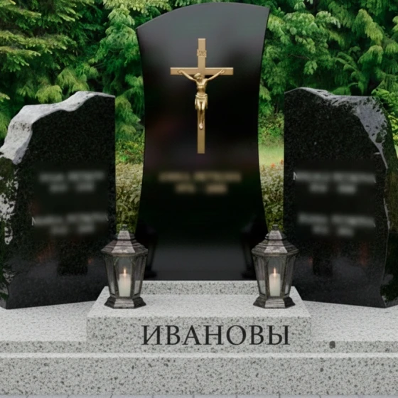 Гранитный мемориальный комплекс на двоих в Оренбурге, гранит Габбро-диабаз