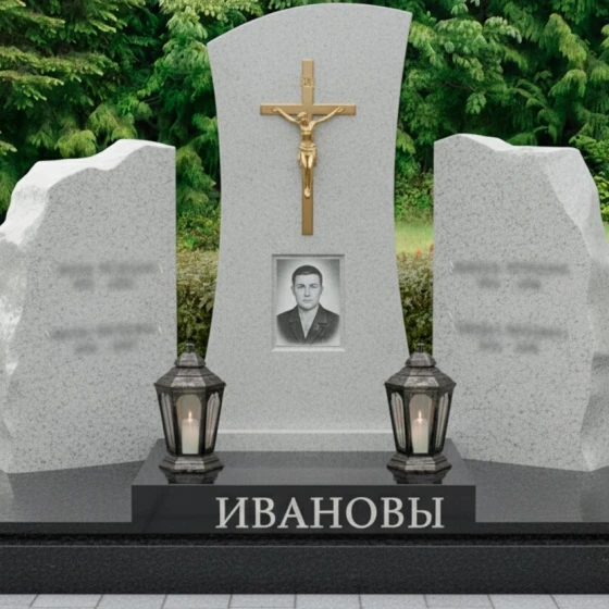 Гранитный мемориальный комплекс на двоих в Оренбурге, гранит Мансуровский