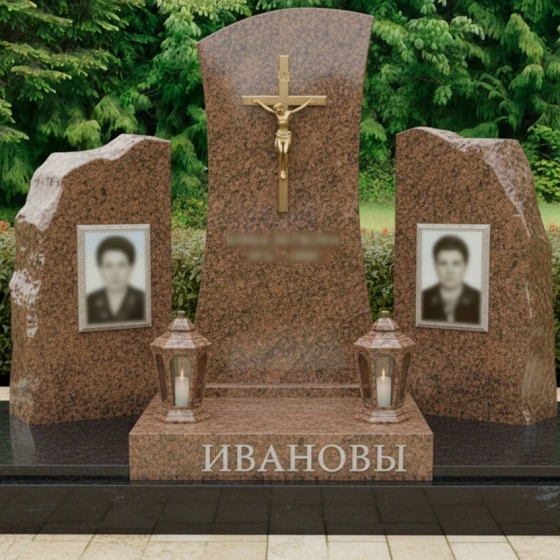 Гранитный мемориальный комплекс на двоих в Оренбурге, гранит Дымовский