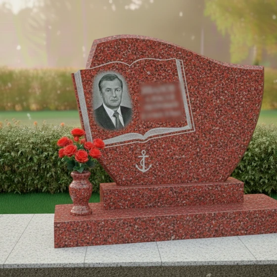 Гранитный мемориал в виде раскрытой книги, гранит Лезниковский, в Якутске