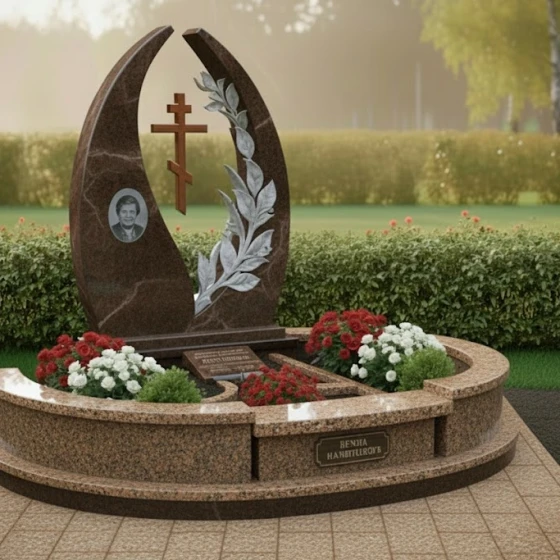 Элитный Православный Гранитный памятник в Оренбурге, гранит Дымовский