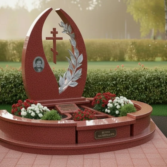 Элитный Православный Гранитный памятник в Оренбурге, гранит Лезниковский