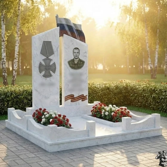 Светский Гранитный памятник для одного в Перми, мрамор Тассос