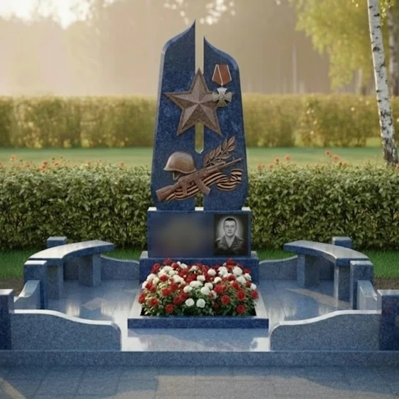 Гранитный мемориальный комплекс в Набережных Челнах, гранит Блю Перл