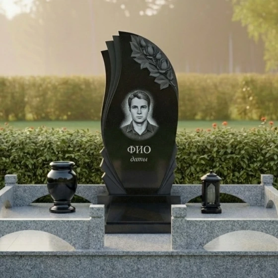 Гранитный светский памятник для комплекса в Оренбурге, гранит Габбро-диабаз