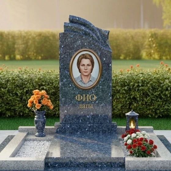 Гранитный светский памятник для комплекса в Оренбурге, гранит Блю Перл