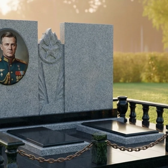 Элитный горизонтальный памятник в Перми, гранит Мансуровский