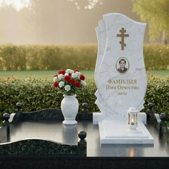 Мемориальный комплекс с крестом в Казани, мрамор Тассос