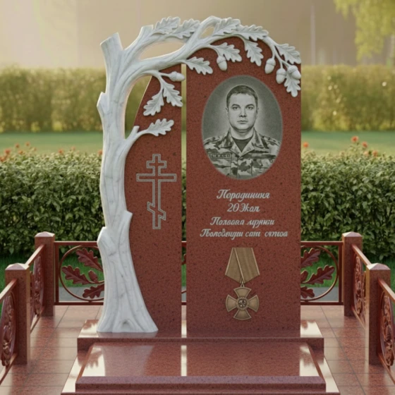 Комбинированный православный памятник в Перми, гранит Лезниковский