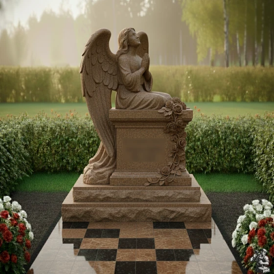 Элитный гранитный памятник для одного в Набережных Челнах, гранит Дымовский