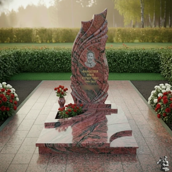 Светский гранитный памятник в Оренбурге, гранит Лезниковский