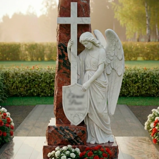 Элитный комбинированный памятник в Тюмени, гранит Лезниковский