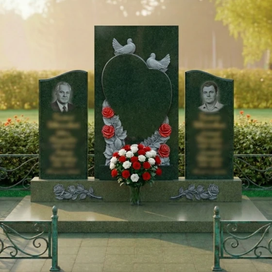 Гранитный памятник для двоих в Пензе, гранит Балтик грин