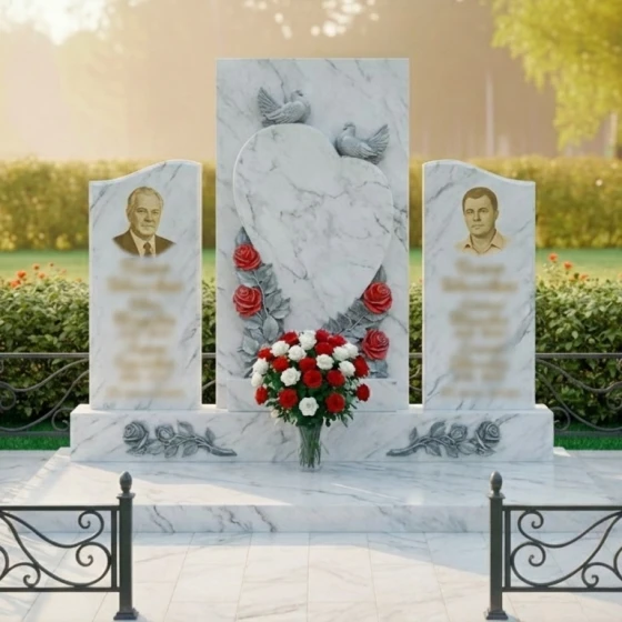Гранитный памятник для двоих в Пензе, мрамор Тассос