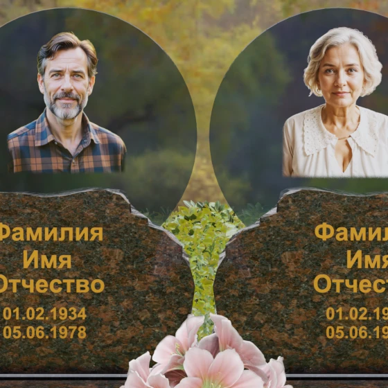 Памятник на могилу для двоих светский в Набережных Челнах, гранит Дымовский