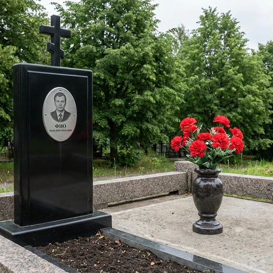 Памятник из полимера из цельной глыбы с крестом