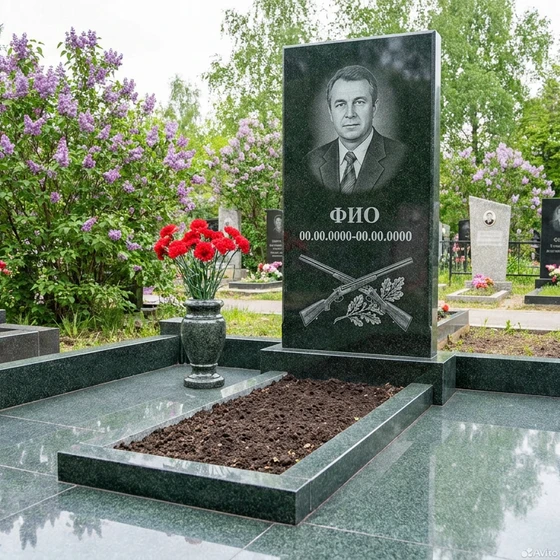 Гранитный памятник охотнику из цельной глыбы с кабаном