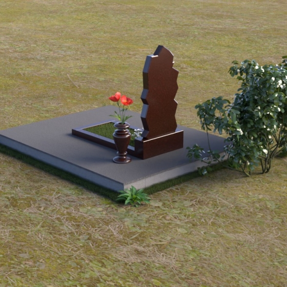 Памятник с неровными краями из гранита, гранит Лезниковский, вид 4