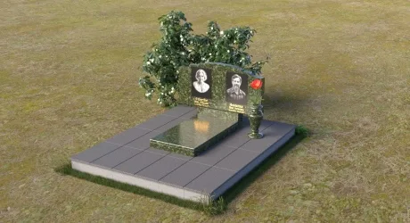 Горизонтальный памятник из чёрного гранита